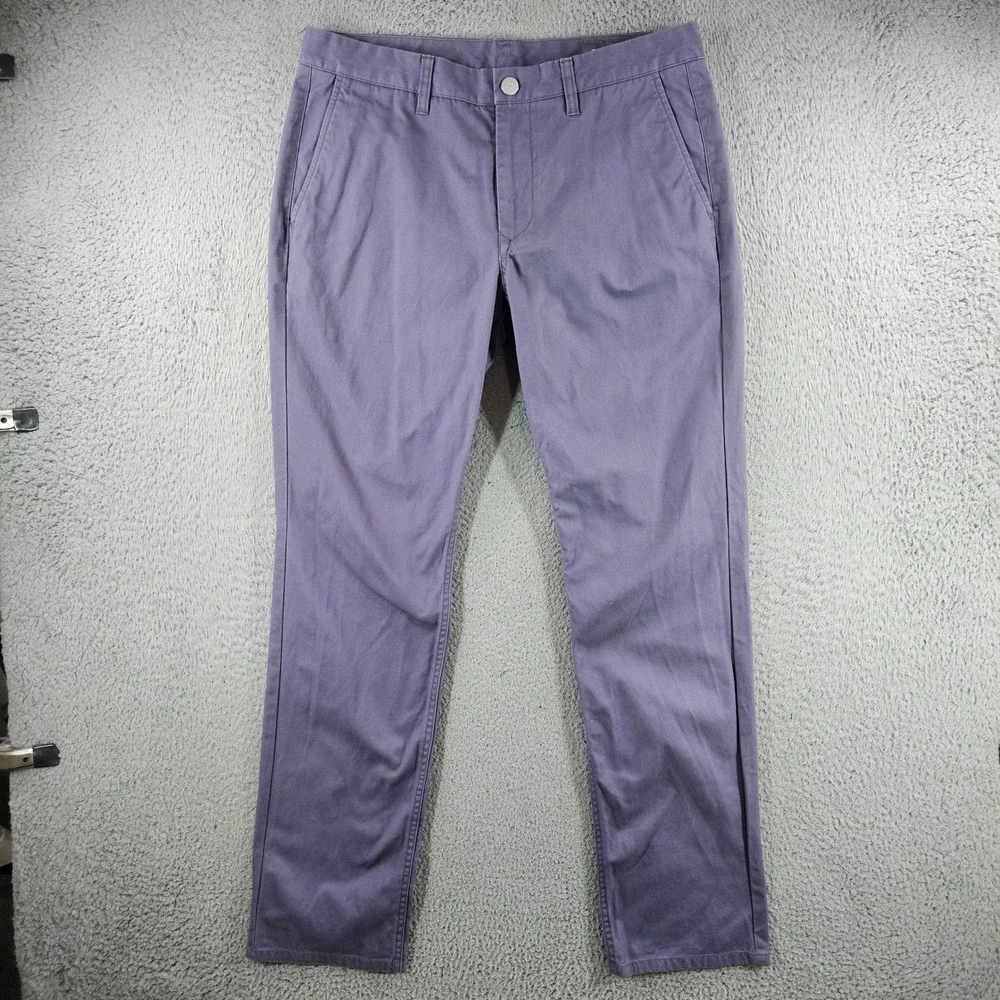 Bonobos Mens Slim Fit Washed Chino Pants Purple Gray 33x32 Casual Trousers